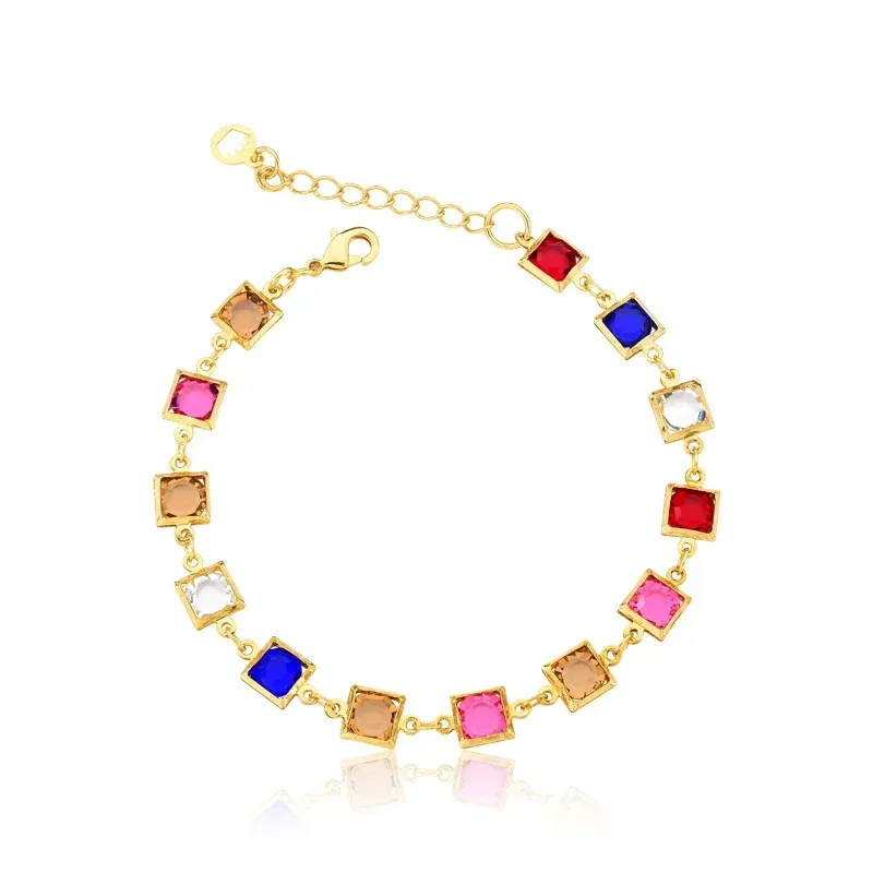 PULSEIRA COMPEDRAS COLORIDAS QUADRADAS
